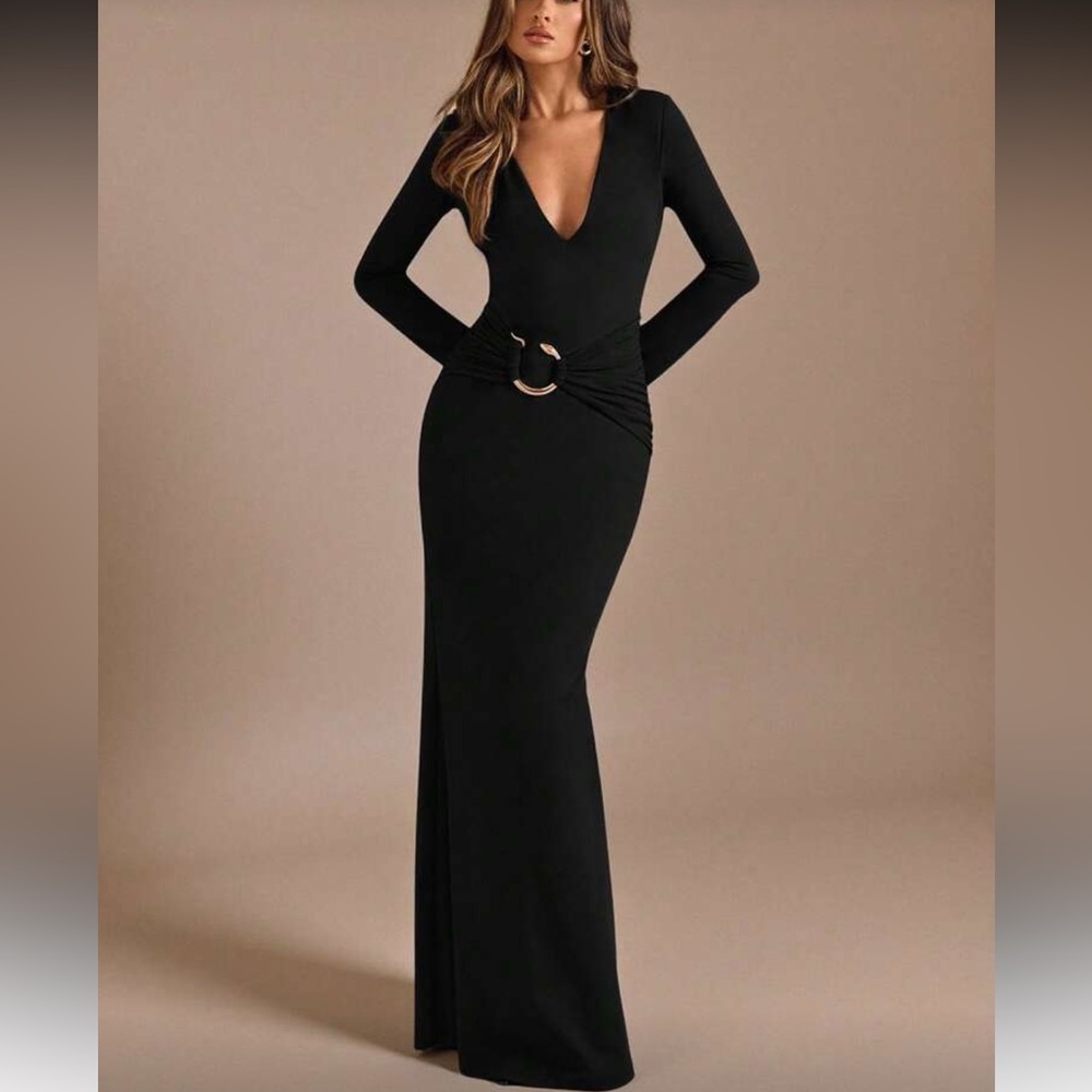 Elegant Black Long Sleeve Dress